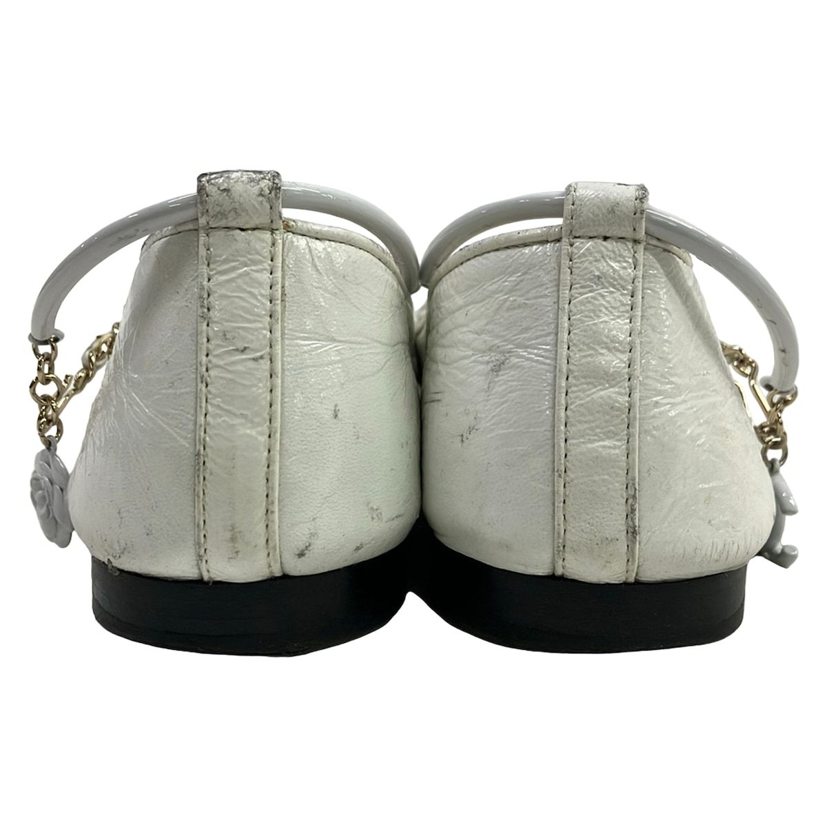 Chanel Flats C White Black Leather Lambskin 36.5 — view 3