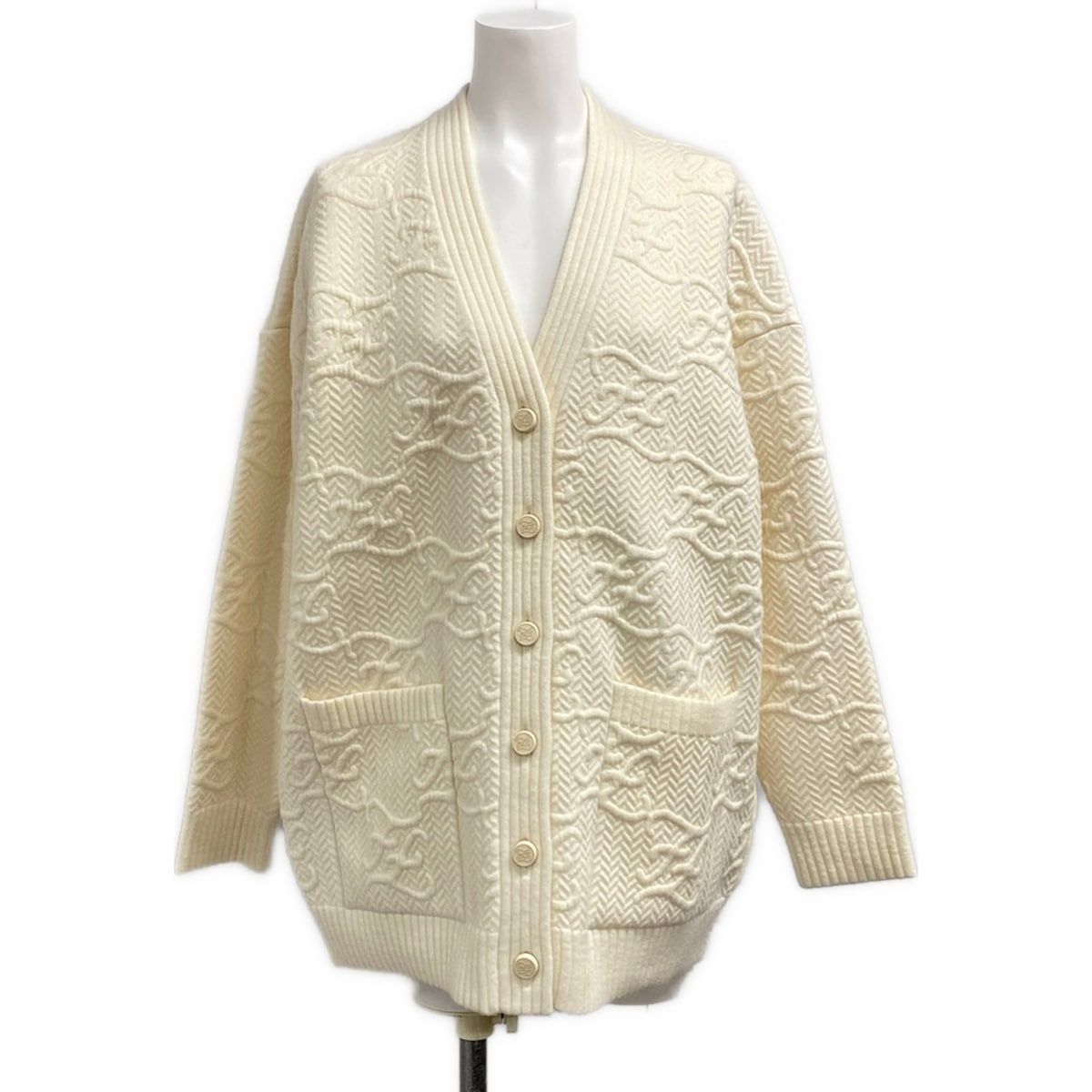Fendi Cardigan Ivory Long Sleeve Wool