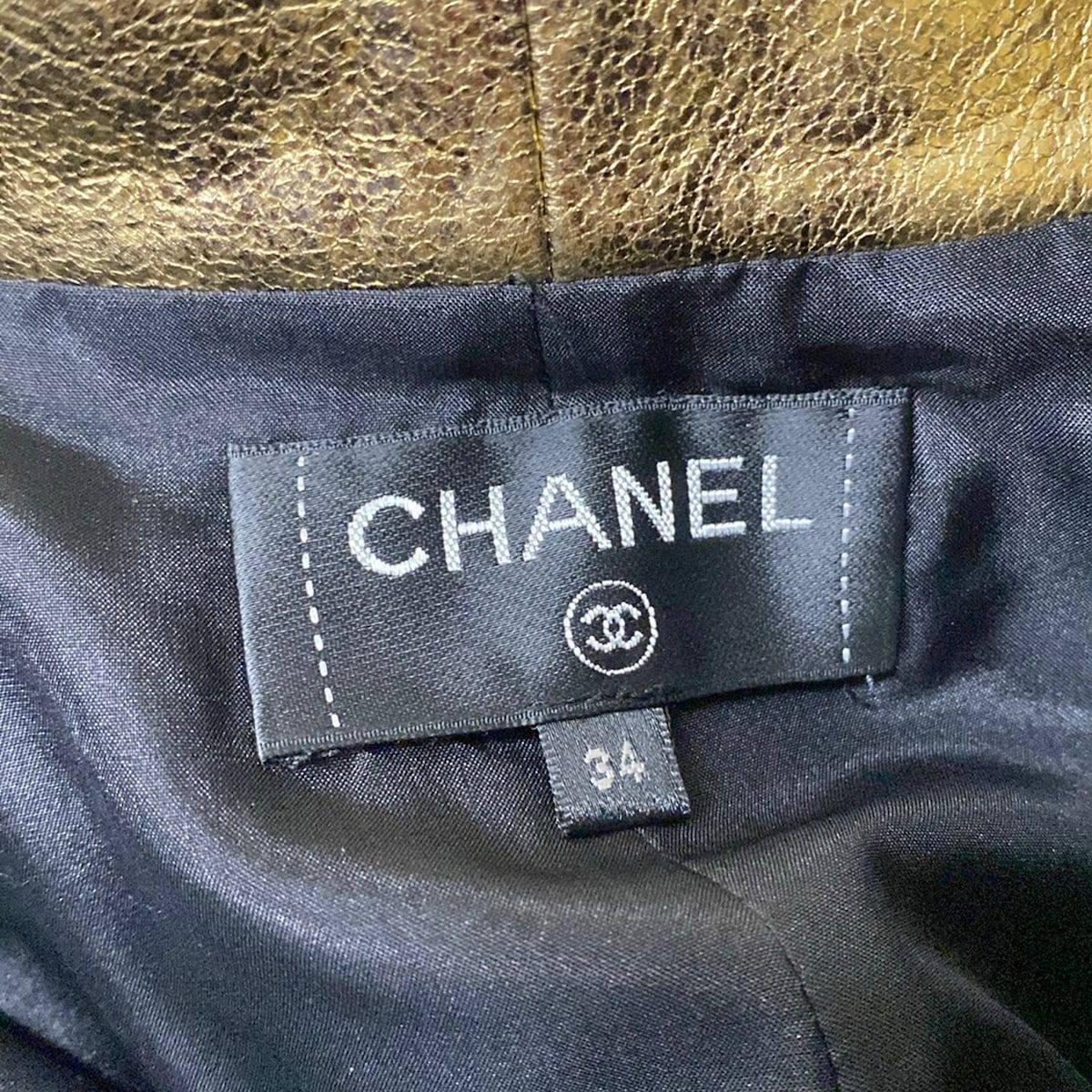 Chanel Pants Gold Full Length Lambskin Silk 34 — view 3