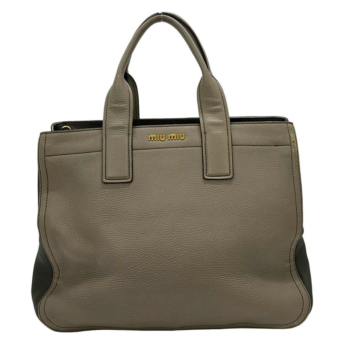 Miu Miu Handbag Vitello Caribe Light Gray Leather