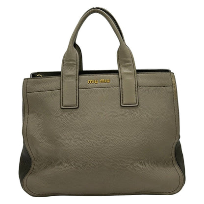 Miu Miu Handbag Vitello Caribe Light Gray Leather