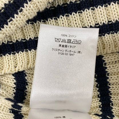 Dior Long Sleeve Sweater Ivory Dark Navy Crew Neck Border — view 4