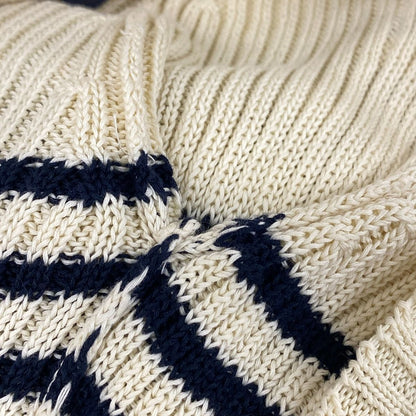 Dior Long Sleeve Sweater Ivory Dark Navy Crew Neck Border — view 9