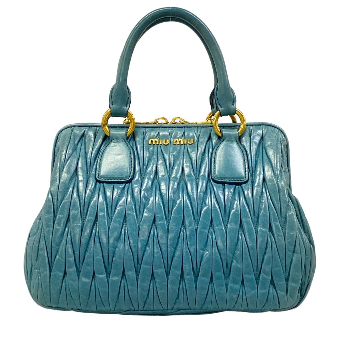 Miu Miu Handbag Materasse Light Blue Leather