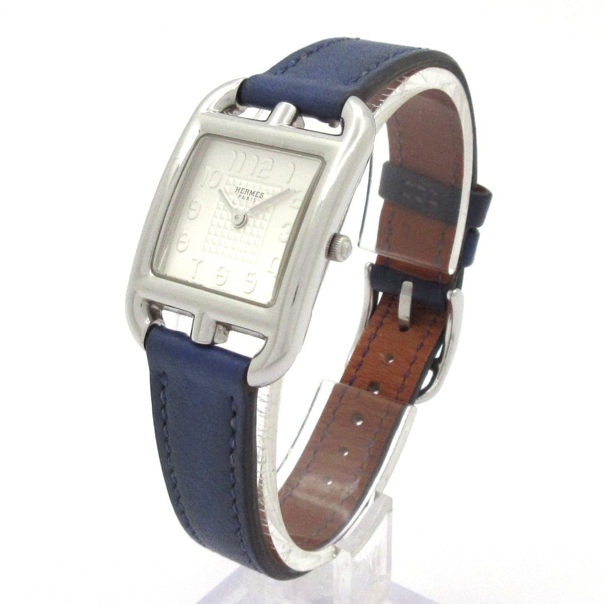 Hermes Watch Cape Cod Leather Strap SS Silver White — view 2