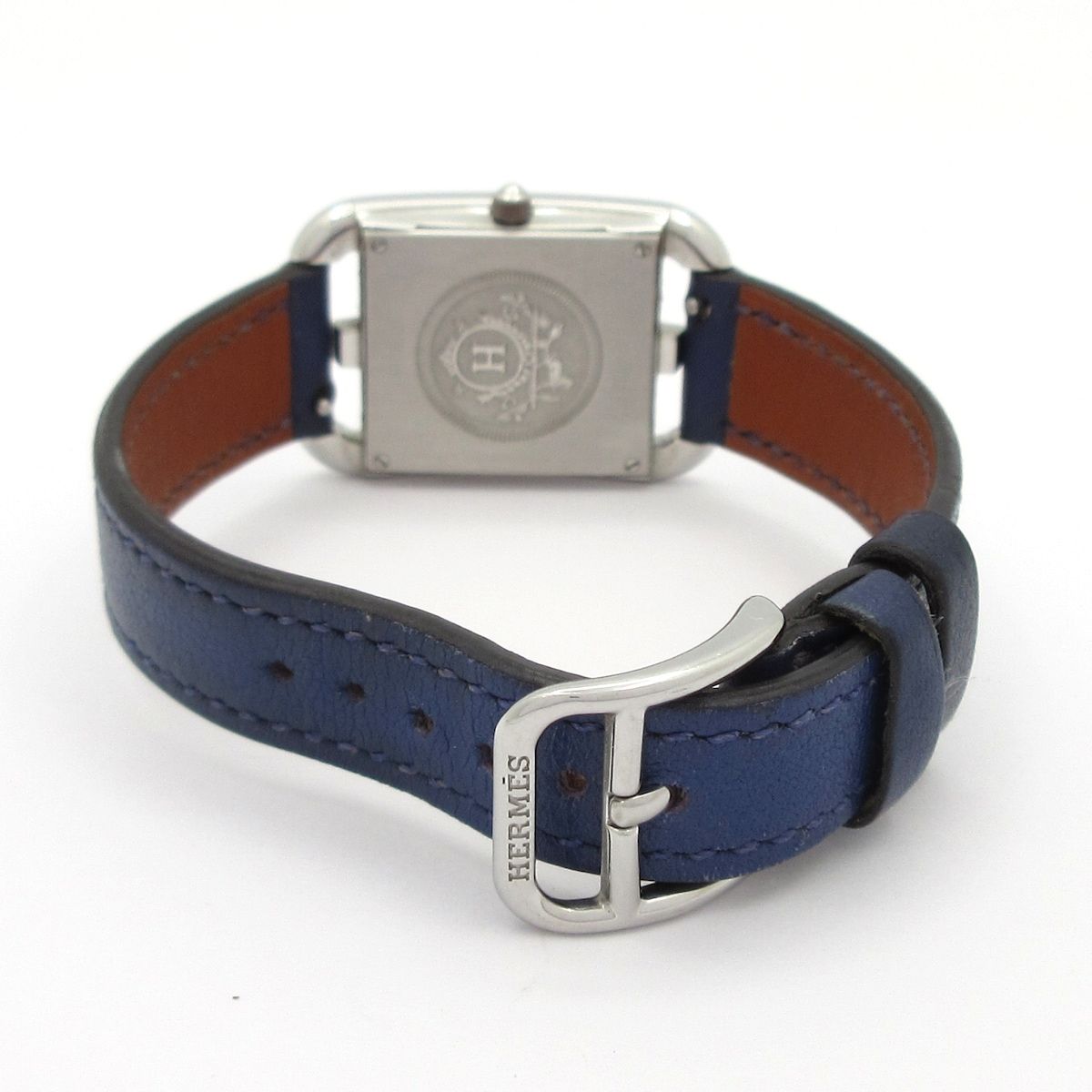 Hermes Watch Cape Cod Leather Strap SS Silver White — view 6