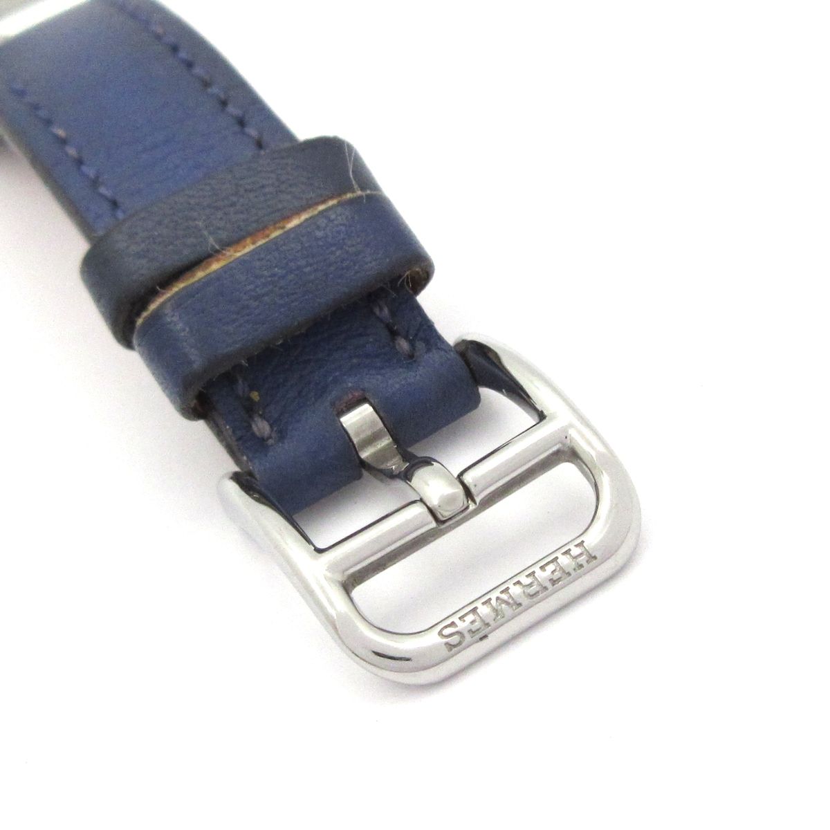 Hermes Watch Cape Cod Leather Strap SS Silver White — view 8