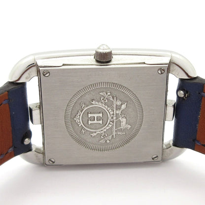 Hermes Watch Cape Cod Leather Strap SS Silver White — view 5