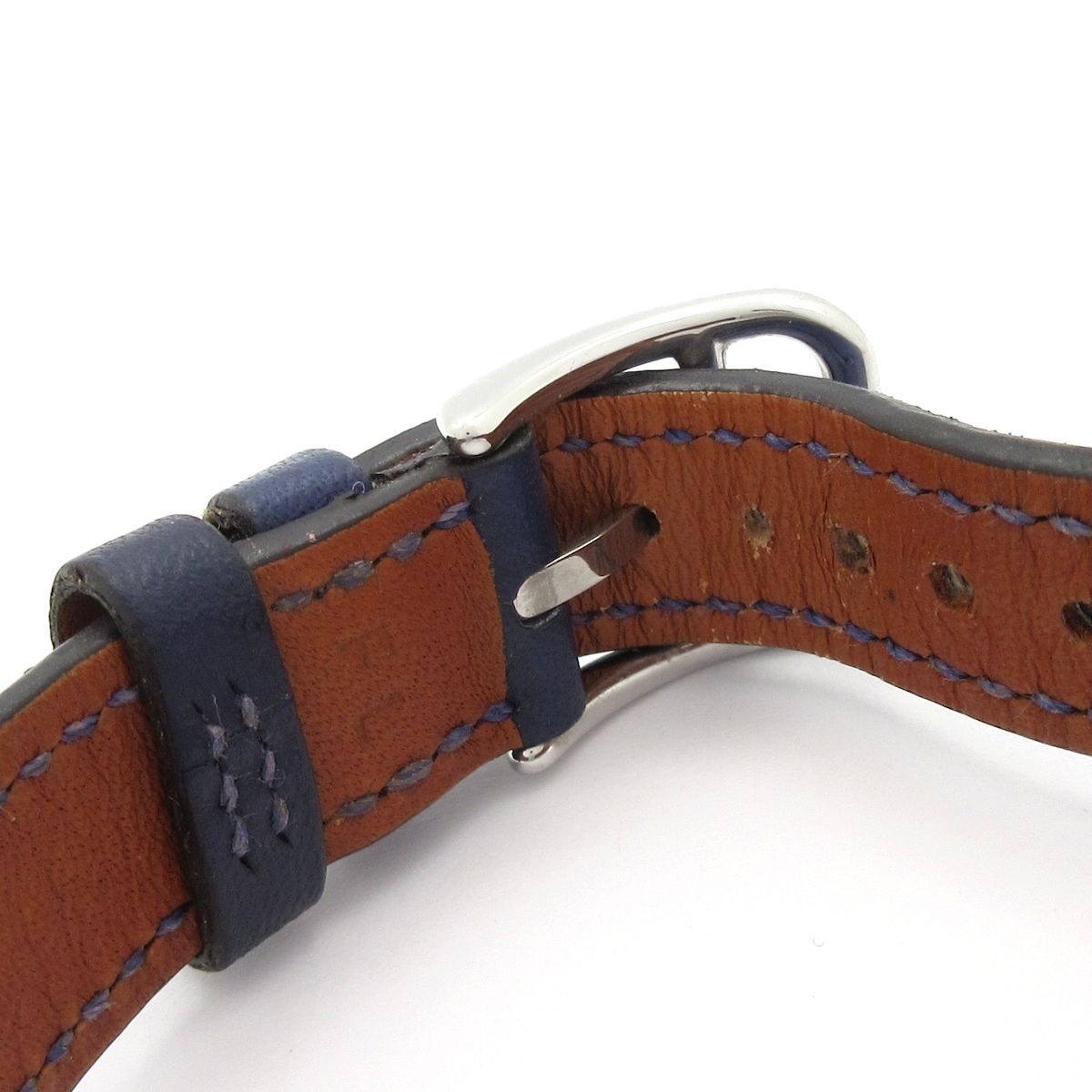 Hermes Watch Cape Cod Leather Strap SS Silver White — view 7