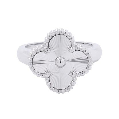 Van Cleef & Arpels Ring Vintage Alhambra Guilloche 18K White Gold