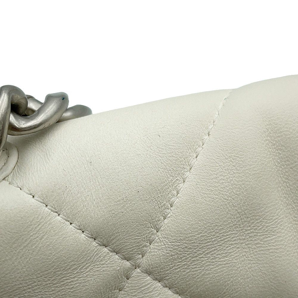 Chanel Chain Shoulder Bag 19 Flap CC Logo Lambskin White — view 7