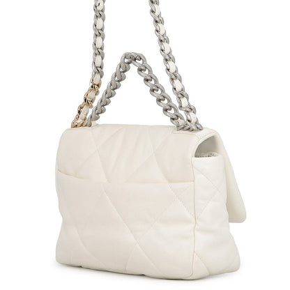 Chanel Chain Shoulder Bag 19 Flap CC Logo Lambskin White — view 2