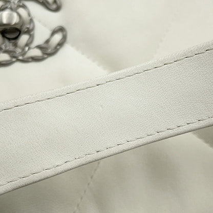 Chanel Chain Shoulder Bag 19 Flap CC Logo Lambskin White — view 8