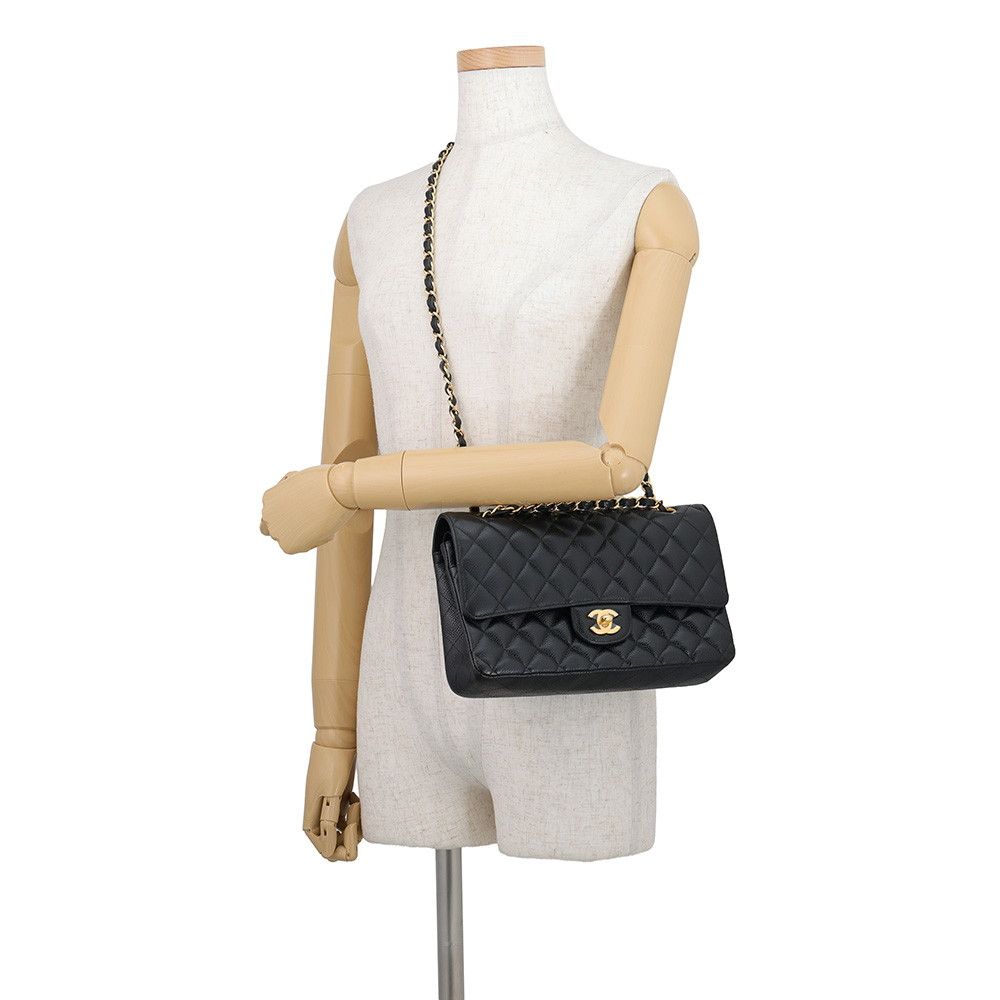 Chanel Chain Shoulder Bag Quilted 25 CC Logo Caviar Leather Double Black — view 5