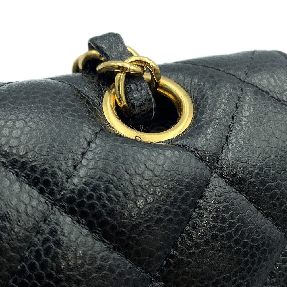 Chanel Chain Shoulder Bag Quilted 25 CC Logo Caviar Leather Double Black — view 8