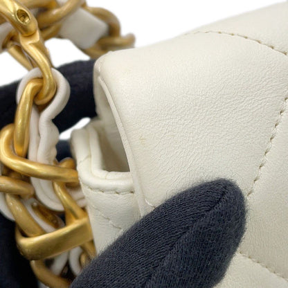 Chanel Chain Shoulder Bag Quilted CC Logo Lambskin White — view 6