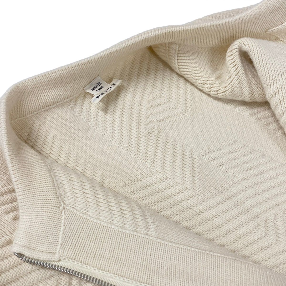 Hermes Coat 4 Ivory Long Sleeve Knit Zip Up Poncho Fall Winter Wool — view 8