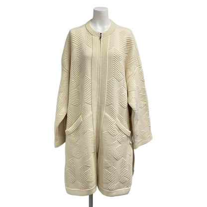 Hermes Coat 4 Ivory Long Sleeve Knit Zip Up Poncho Fall Winter Wool