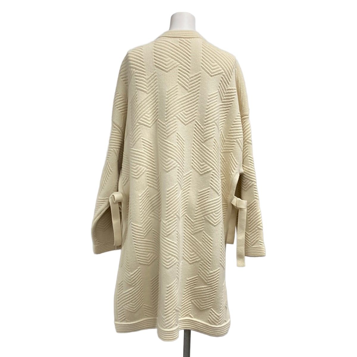 Hermes Coat 4 Ivory Long Sleeve Knit Zip Up Poncho Fall Winter Wool — view 2