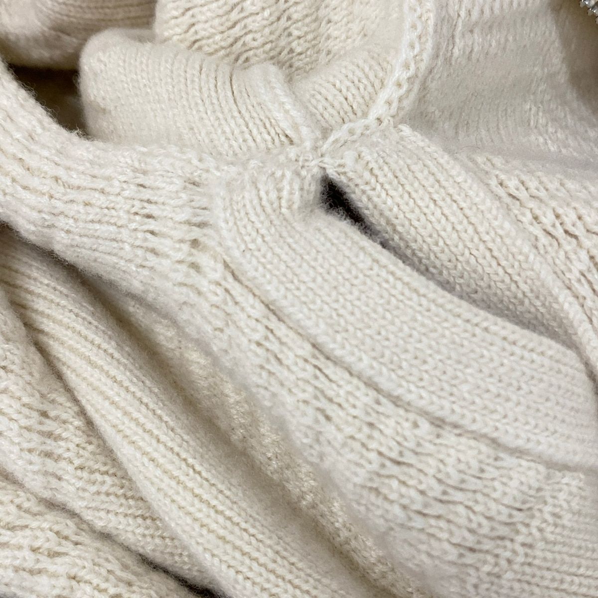 Hermes Coat 4 Ivory Long Sleeve Knit Zip Up Poncho Fall Winter Wool — view 9