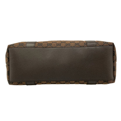 Gucci Tote GG Pattern Bamboo Dark Brown Black Leather — view 5