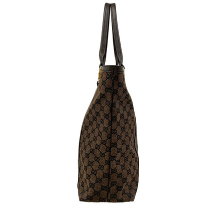 Gucci Tote GG Pattern Bamboo Dark Brown Black Leather — view 2
