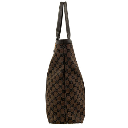 Gucci Tote GG Pattern Bamboo Dark Brown Black Leather — view 4