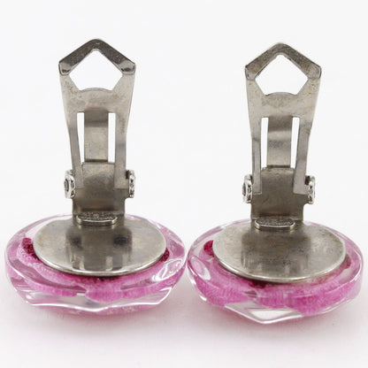 Chanel Camellia Plastic Pink Earrings — view 5