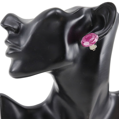 Chanel Camellia Plastic Pink Earrings — view 2