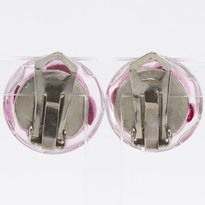 Chanel Camellia Plastic Pink Earrings — view 3