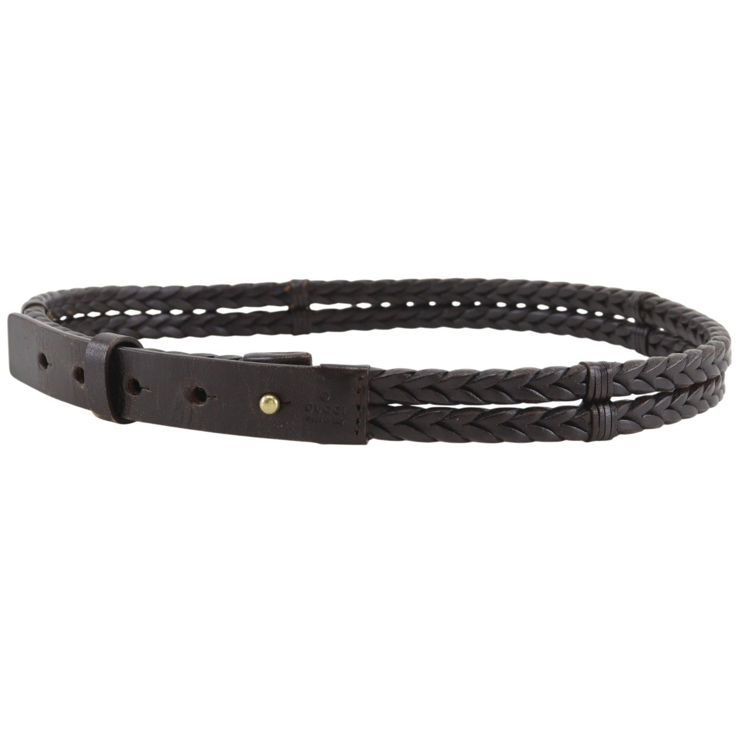 Gucci Mesh Leather Brown Belt — view 2