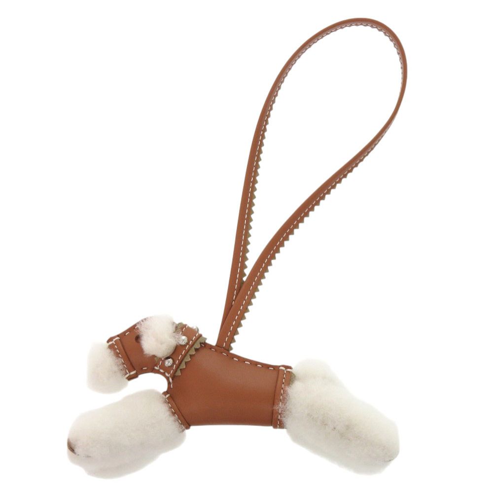 Hermes Buddy Studs Shearling New Milo Gold Silver Bag Charm Brown