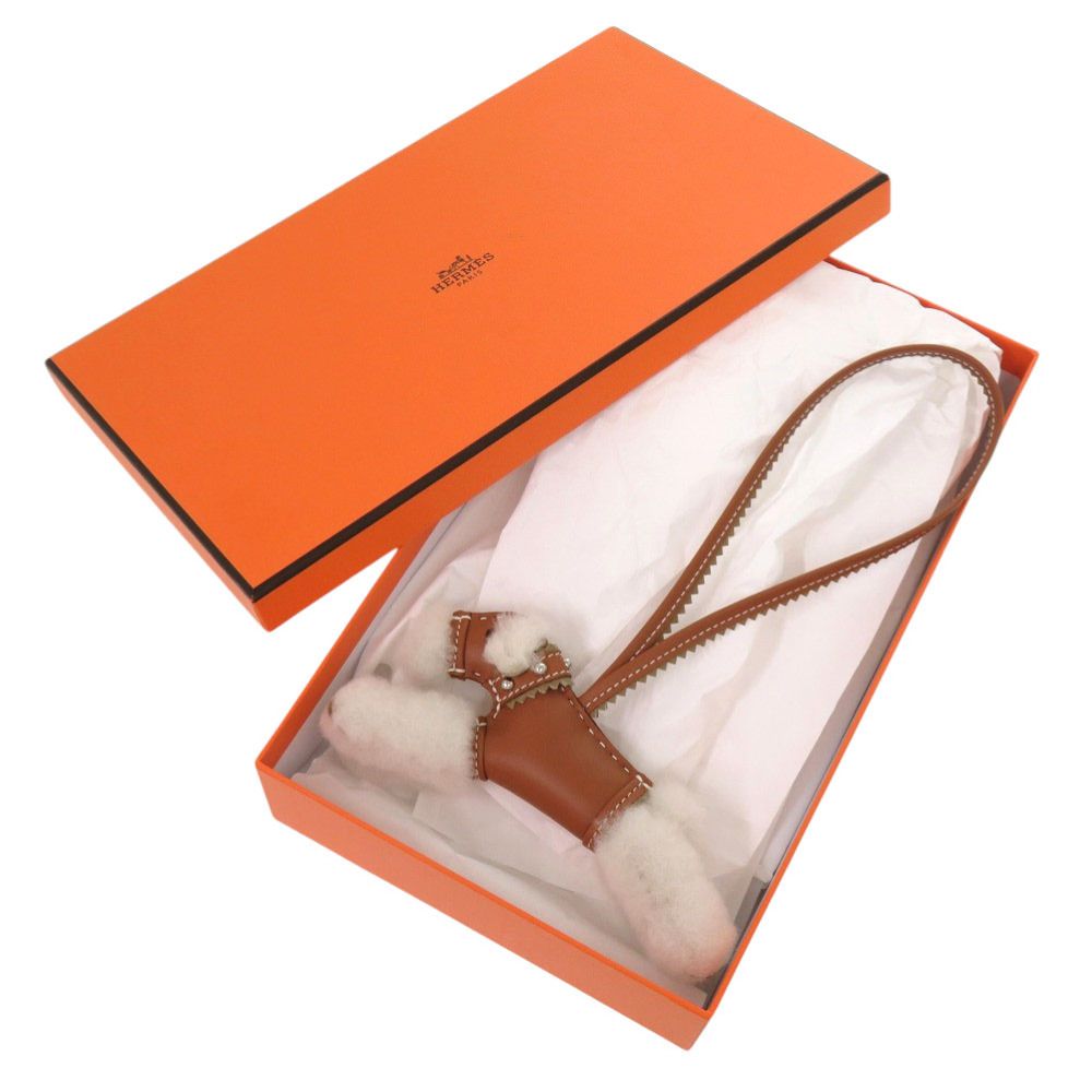 Hermes Buddy Studs Shearling New Milo Gold Silver Bag Charm Brown — view 2