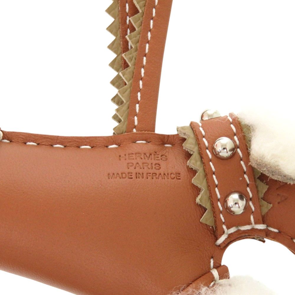 Hermes Buddy Studs Shearling New Milo Gold Silver Bag Charm Brown — view 4