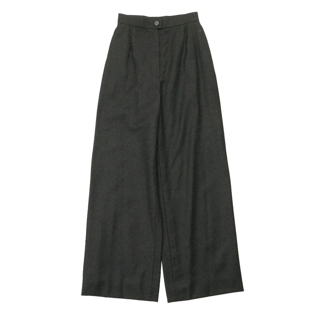 Chanel Vintage Pants 38 CC Logo Button High Waist Wide Trousers