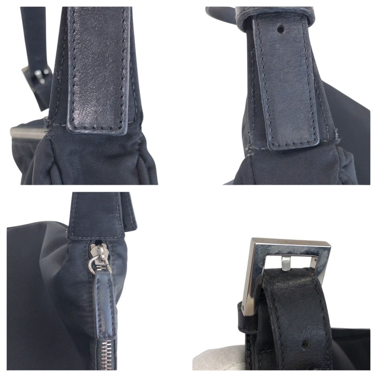 Fendi Zucca Black Silver Nylon Leather Shoulder — view 5
