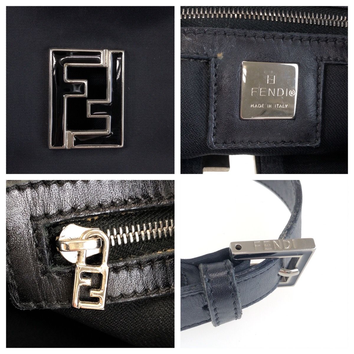 Fendi Zucca Black Silver Nylon Leather Shoulder — view 4