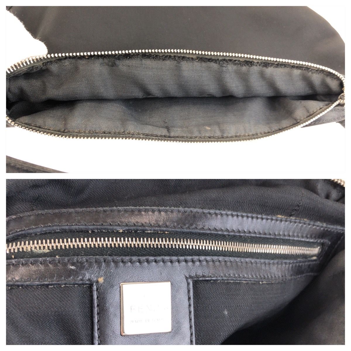 Fendi Zucca Black Silver Nylon Leather Shoulder — view 6
