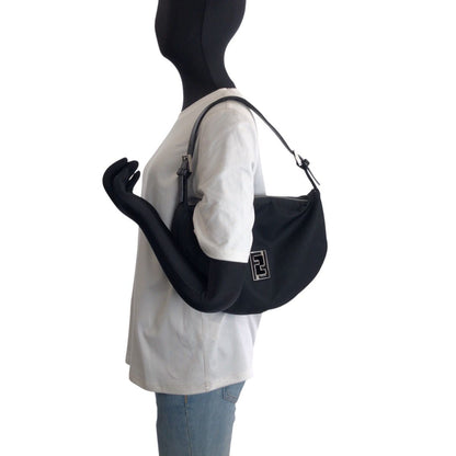 Fendi Zucca Black Silver Nylon Leather Shoulder — view 7