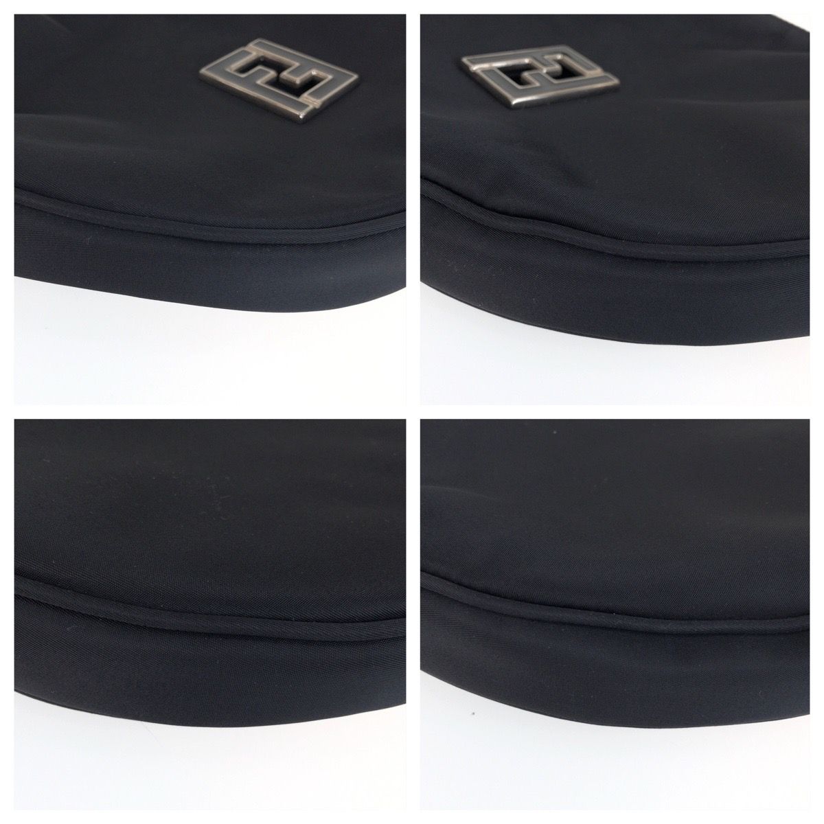 Fendi Zucca Black Silver Nylon Leather Shoulder — view 3