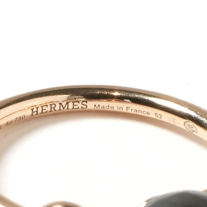 Hermes Chaine D'Ancre Pearl Diamond Ring Openring Pink Gold Black 18K — view 3