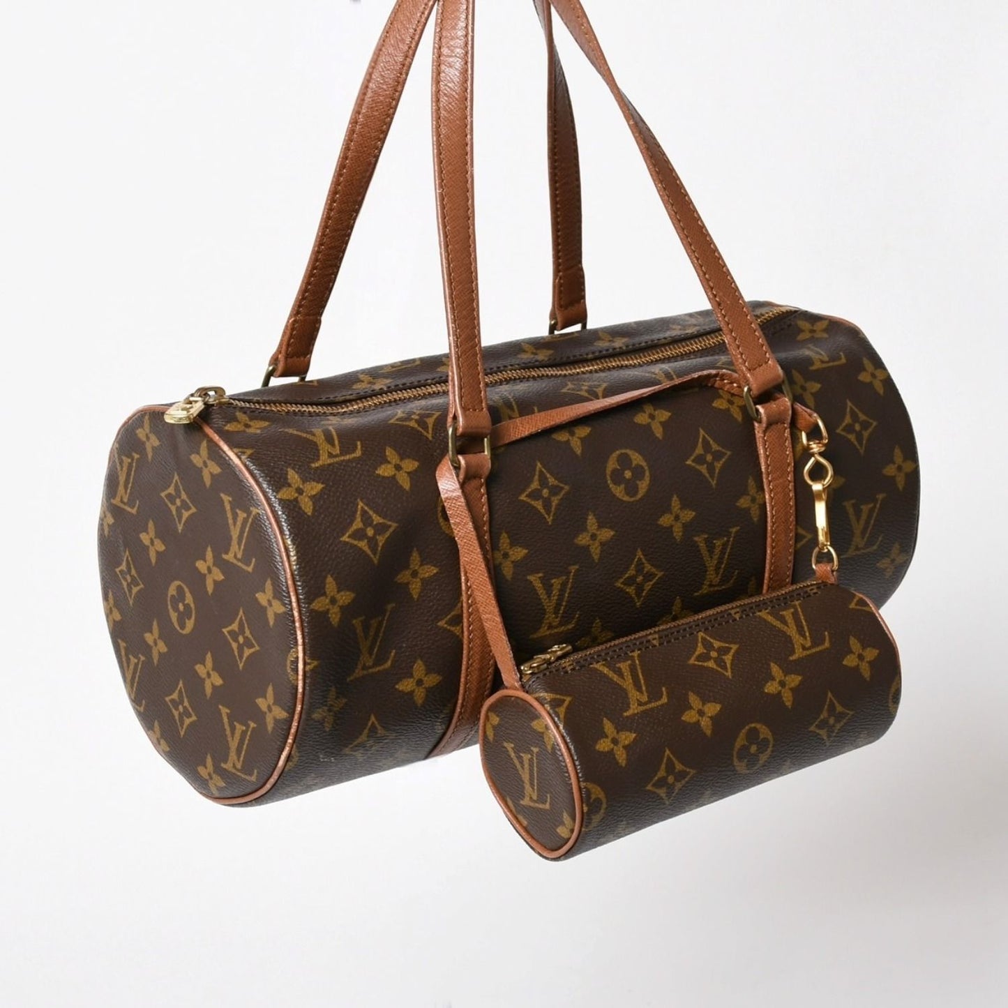 Louis Vuitton Papillon 30 GM Handbag Monogram Gold Tube Shape — view 3