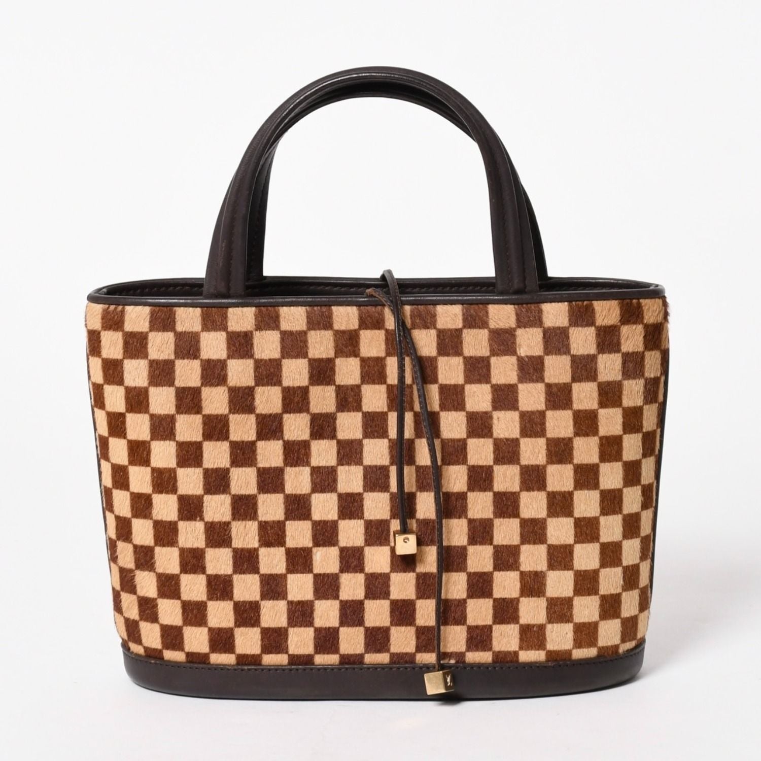 Louis Vuitton Impala Handbag Calf Hair Damier Sauvage Brown Beige