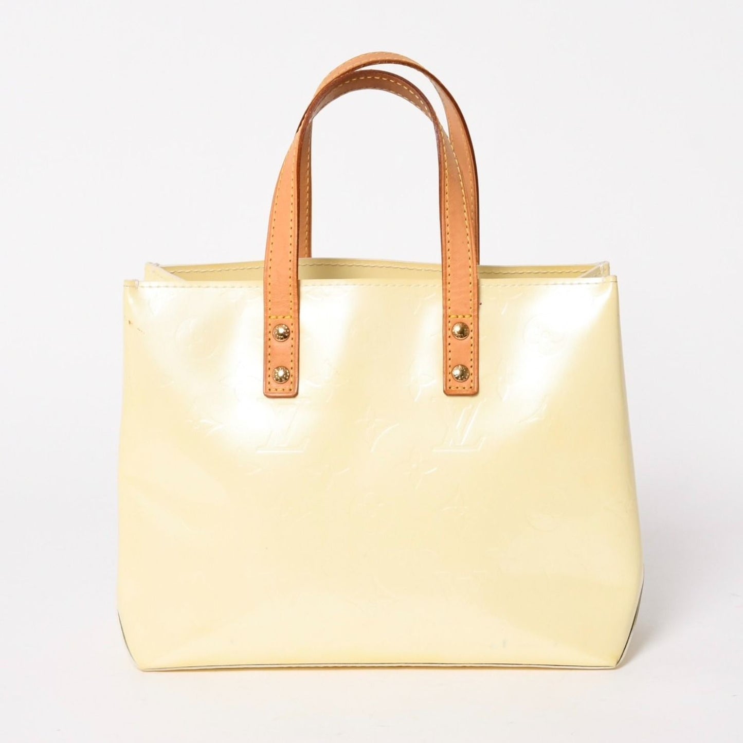 Louis Vuitton Monogram Reade PM Vernis Perlee White Ivory Cream Yellow Mini