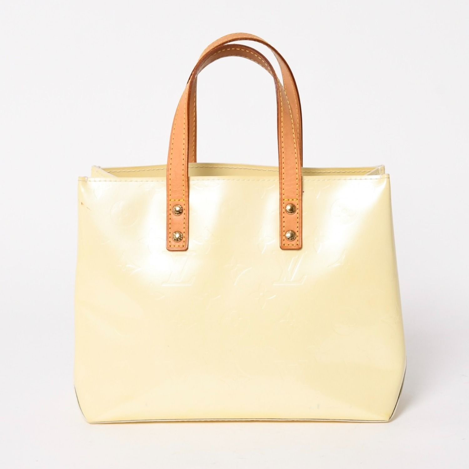 Louis Vuitton Monogram Reade PM Vernis Perlee White Ivory Cream Yellow Mini