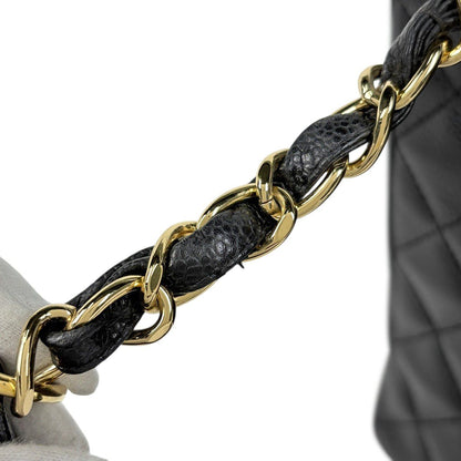 Chanel CC Logo Chain Tote Shoulder Bag Quilted Petite Shopping PST Bag Caviar — view 6