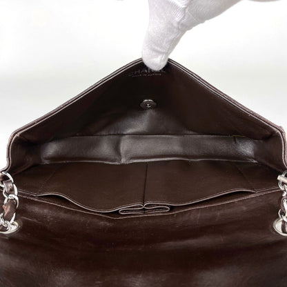 Chanel Quilted Single Flap Chain Shoulder Bag CC Logo Leather Brown — view 8