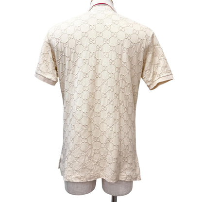 Gucci Web Stripe GG Cotton Pique Short Sleeve Polo Shirt Top Ivory XS — view 4