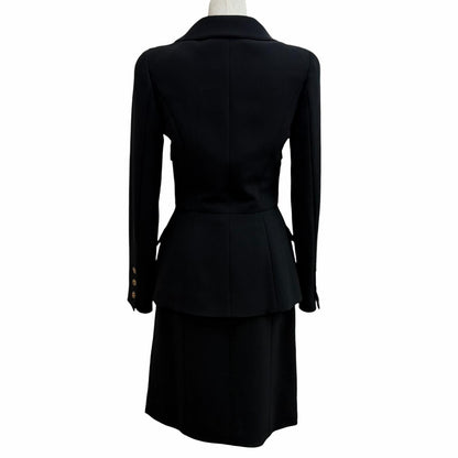 Chanel Vintage Wool Gripoix Buttoned 4 Pocket Jacket Skirt Set 38 — view 3