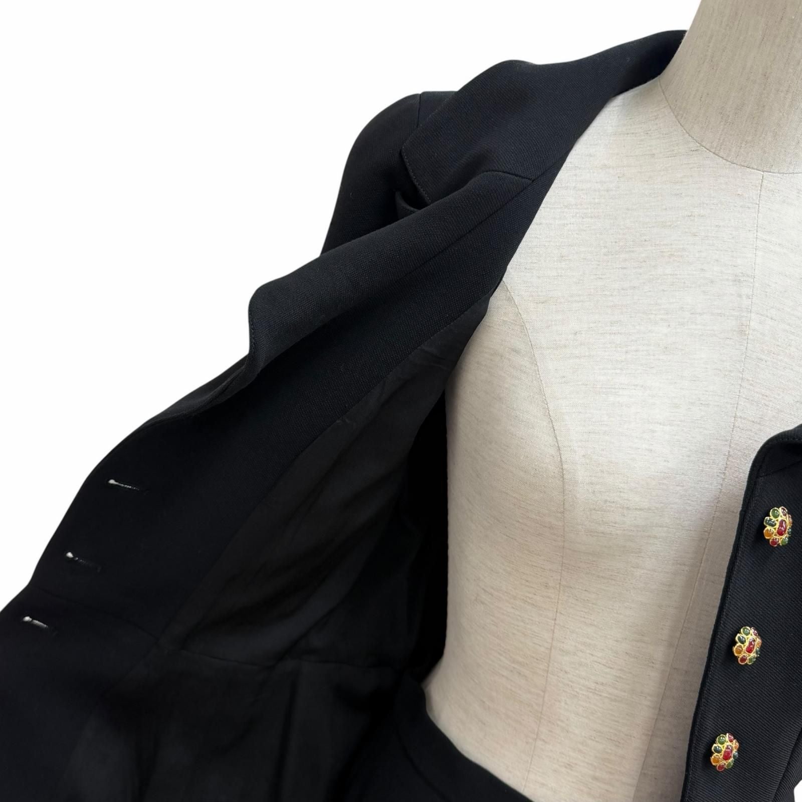 Chanel Vintage Wool Gripoix Buttoned 4 Pocket Jacket Skirt Set 38 — view 5